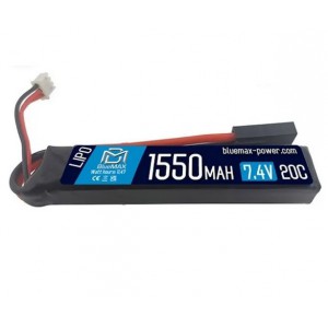 Аккумулятор BlueMAX Li-Po 7.4V 1550mah 20C Stick Mini Tamya, 92x18x17 мм